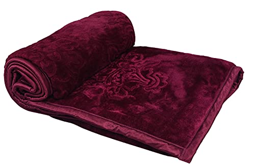 AQRATE Ultra Soft Luxurious Embossed Very Warm Korean Mink Blanket Single Bed for Winter (Violet, Single)