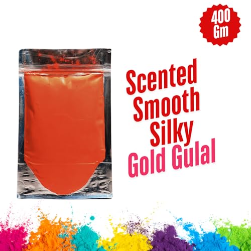 UrbanHoli Gold Gulal - Red (400 Gm) | 100% Natural and Herbal Gulal Holi Gulal | Organic Coloured Powder | Non-Toxic and Skin-Friendly Holi Gulal | Holi Celebration (RED Gold GULAL - 400GM)