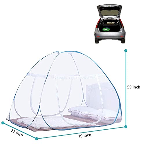 Pegaso Sky Blue Mosquito Net for Double Bed, Foldable, Strong 30GSM, High Durability, Foldable, Corrosion Resistant, Lightweight,PVC Coated Steel - King Size (6 * 6, SkyBlue)