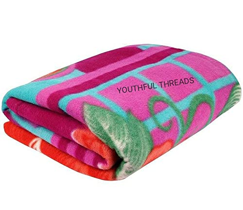 YOUTHFUL THREADS Winter Soft Fleece Double Bed Blanket Printed Multicolor - 90 x 90 inch (2)