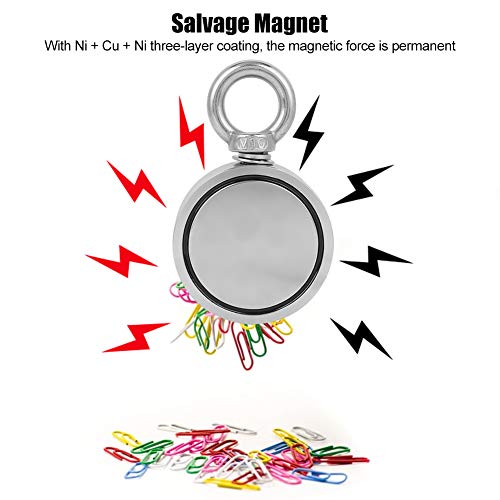 Ubersweet® Salvage Magnet, Double-Sided Salvage Magnet Permanent Wear- for Magnet Fishing for Hanging for Retrieval for Lifting, default