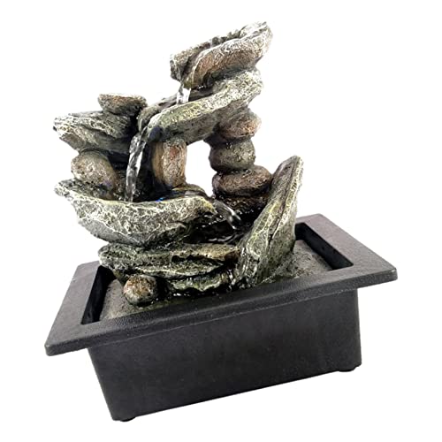 ATORSE® Waterfall Fountains Tiered Cascading Rock Falls Tabletop Water Fountain