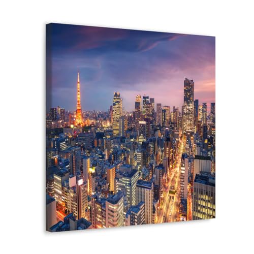 GADGETS WRAP Canvas Gallery Wrap Framed for Home Office Studio Living Room Decoration (17x17inch) - Tokyo City