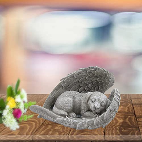 Comfy Hour Resin Dog Sleeping in Angel Wing Pet Statue - in Memory of My Best Friend Bereavement