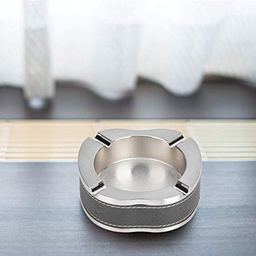 MOON WORLD Brushed Processing PU Leather Ashtray, Integrated Structure Ashtray Delicate Hotel for Living Room Office KTV