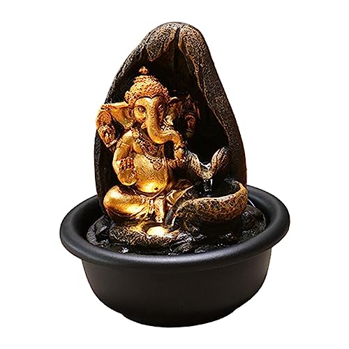 CALANDIS® Ganesha Statues Tabletop Water Fountain Decorative Waterscape Rock Waterfall with Backdrop