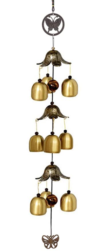 SETHI TRADERS | Metal Wind Chimes for Home Balcony Garden Positive Energy, Home Decor Hanging Long Brass Bells Gifts for Loved Ones 9 Bells