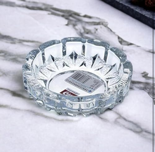 Worlds | Crystal Glass Ashtray and Feng Shui Prosperity Plate, 12 cm, Clear