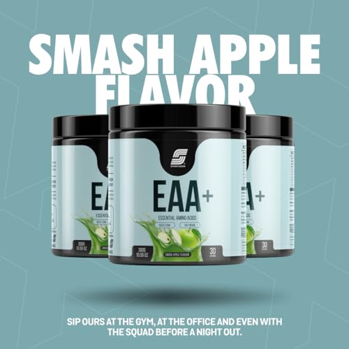 Sparkfusion 8500 mg Eaa+ & 6000mg Bcaa (300 gm, 30 Servings) Essential Amino Acids | Pre/Intra Workout and Muscle Growth & Recovery | All 9 Essential Amino Acid EAA Powder (Smash Apple)