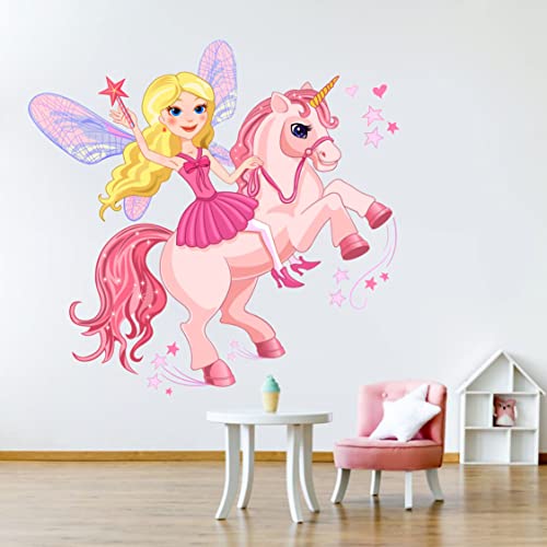 DivineDesigns™ Doll on Horse Wall Sticker (PVC Vinyl, 61 cm x 61 cm) Multicolour