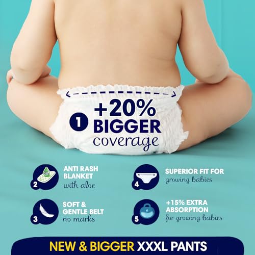 Pampers All round Protection Pants Style Baby Diapers, XXX-Large (XXXL) Size, 22 Count, Anti Rash Blanket, Lotion with Aloe Vera, 17+ kgs Diapers