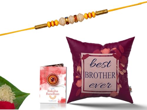 Pillow Rakhi for Brother with Gift - Rakhi with Rakhi Cushion with Filler Greeting Card- Rakhi for Brother, Gifts for Brother, Gifts for Rakhi, Gifts for Rakshabandhan Rakhi Gifts-CH-BRO-26-PA