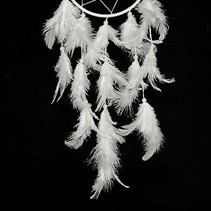 Siyaram Gallery Dream Catchers Wall Hangings Feather Wind Chimes for Car Bedroom Handmade Wall Décor & Home Decorative Items Lenght : 30 cm | (White)