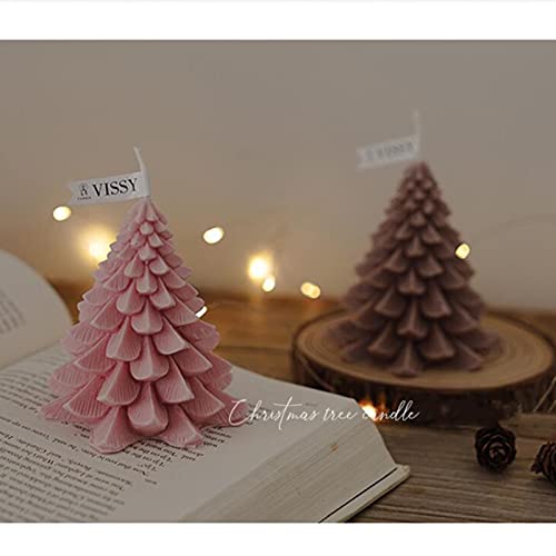 ATORSE® Christmas Tree Wax Scented Candle Creative Curve Home Decor Prop Light Brown