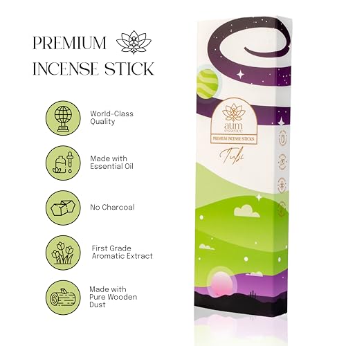 Aum Essence Tulsi Agarbatti Sticks | Holy Basil Scented Incense Sticks | Long Lasting Incense Stick About 30 Minutes | Woods Agarbatti Original | Agarbatti for Pooja-70 Sticks