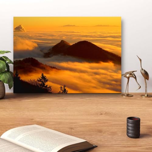 GADGETS WRAP Canvas Gallery Wrap Framed for Home Office Studio Living Room Decoration (14x11inch) - Swiss Jura Mountains