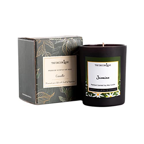 The Decor Lane Premium Soy Wax Scented Candle | 220 Grams | 44 Hours Burn Time | Ideal for Home Decor, Gifting & Aromatherapy | Set of 1 (Jasmine)