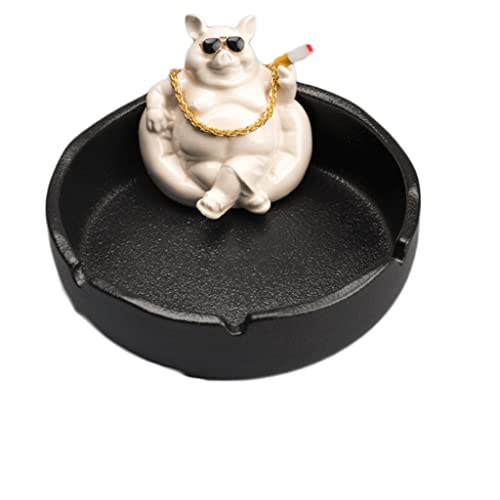 ROHNES Ceramic Ashtrays 15.5x8 cm/6.1x3.1 in Slot to Hold Cigar Creative pet shap Ash Tray Desktop for Home Office Decoration