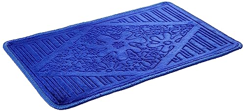 Amazon Brand - Solimo Premium Super Soft Fleece Rectangular Doormat for Home|Room|Office - Blue (38 X 58 Cm)