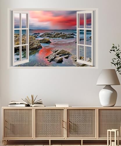 JVERF - JZZA27839 Sea Stones| Self-Adhesive Open Window Wall Sticker