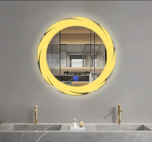 TINITALO Bathroom LED Mirror Home Mirror Wall Mirror with Touch Sensor, 3 Light Effects, Glass, Round LED-97 (36 x 36 Inch)