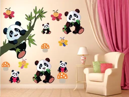 Best Stuff - Beautiful Blossom Panda Set Wall Sticker for Kids Room Home Decor (136 cm x 130 cm)- Code BD 04