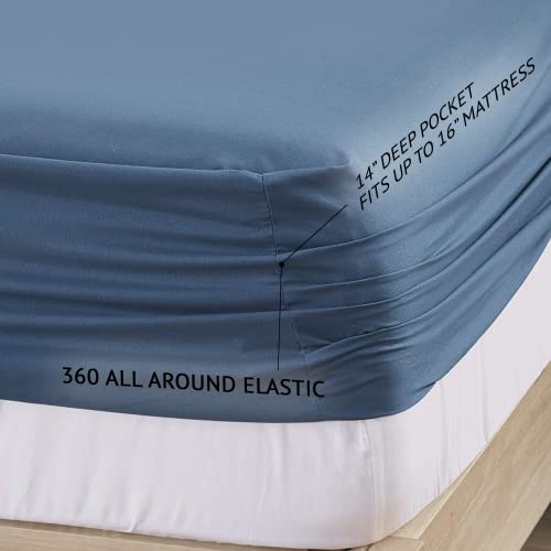 Comfort Spaces Coolmax Moisture Wicking Sheet Set Super Soft, Fade Resistant, 17" Deep Pocket, All Around Elastic - Warm Weather Cooling Sheets for Night Sweats, Queen, Teal 4 Piece