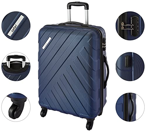 Safari Ray 65 cms Medium Check-in Polycarbonate (PC) Hard Sided 4 Wheels 360 Degree Rotation Luggage/Suitcase/Trolley Bag (Midnight Blue)