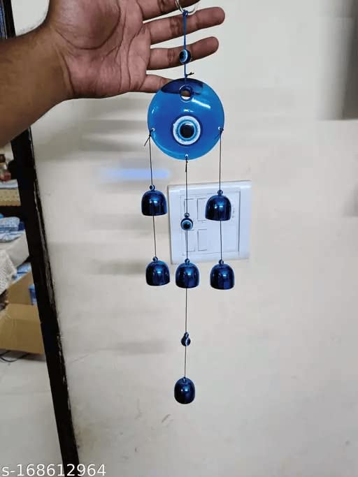 Vibgyor Products Home Décor Glass Evil Eye Wind Chime (Evil Eye Bell)|| Evil Eye Wind Chime Gift