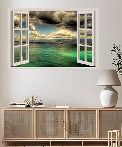 JVERF - JZZA27255 Scenery Italy Sea| Self-Adhesive Open Window Wall Sticker