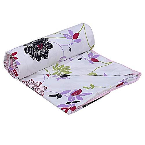 Shree Shyam Single Bed Dohar, 100% Microfibre Floral Blanket, 100 x 90 cm, Blue and White