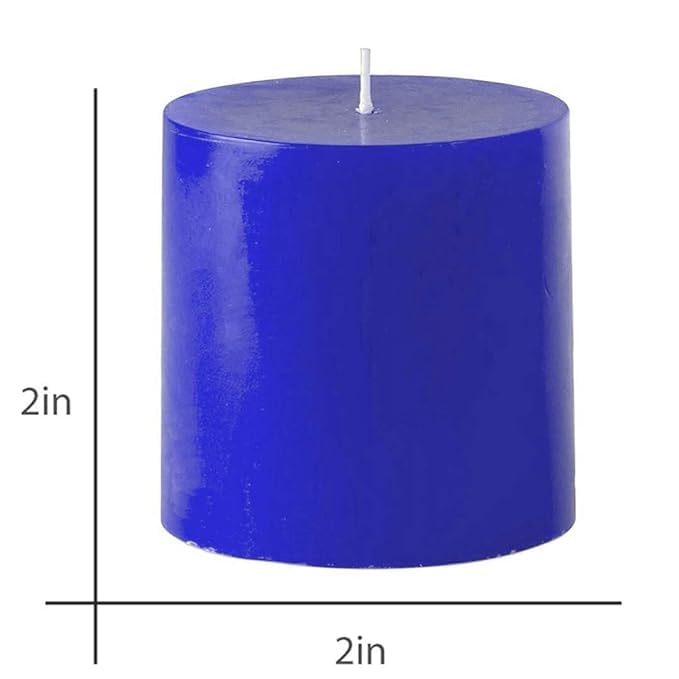 100% Pure Wax Unscented Pillar Candles (2In X 2In) | Home Decoration Candles | Diwali Candle | Birthday Candle | Valentines Candle | New Year Candle | 10 Hours Burn | (Pack of 1, Blue)