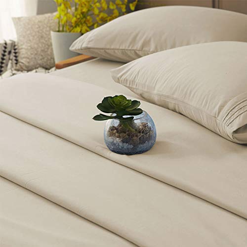 SONORO KATE Bed Sheet Set Super Soft Microfiber 1800 Thread Count Luxury Egyptian Sheets 18-Inch Deep Pocket，Wrinkle and Hypoallergenic-6 Piece (Beige, Twin XL-6 Piece)