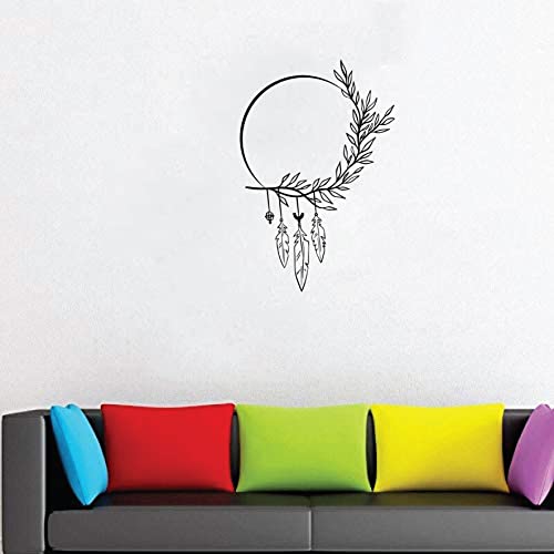 VVWV Leaves Dream Catcher Wall Stickers for Living Kids Girls Boys Bedroom Home & Kitchen Hall Wall Vinyl Decor L x H 40 x 60 Cms