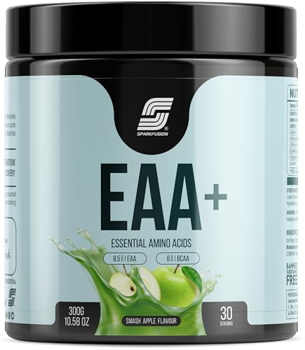 Sparkfusion 8500 mg Eaa+ & 6000mg Bcaa (300 gm, 30 Servings) Essential Amino Acids | Pre/Intra Workout and Muscle Growth & Recovery | All 9 Essential Amino Acid EAA Powder (Smash Apple)