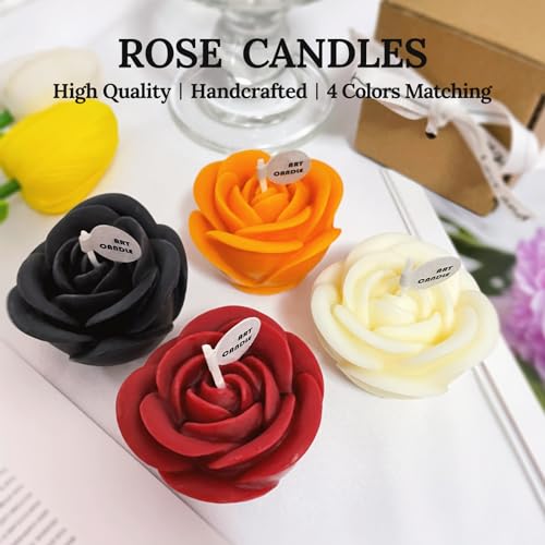 4 Pack Rose Shape Candles for Women - Aromatic Pastel Aesthetic Candle with Jasmine Fragrance - Candle Gift for Friends Colleagues and Classmates