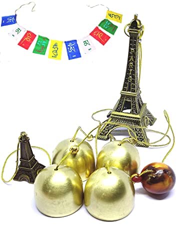 TRT-Sales Eiffel Tower Positive Energy Wind Chime for Balcony (20 INCH) with Tibetian Buddhist Prayer Flag