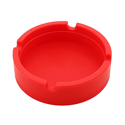 MERISHOPP™ Round Silicone Ashtray Smoking Cigar Holder for Tabletop Office Red