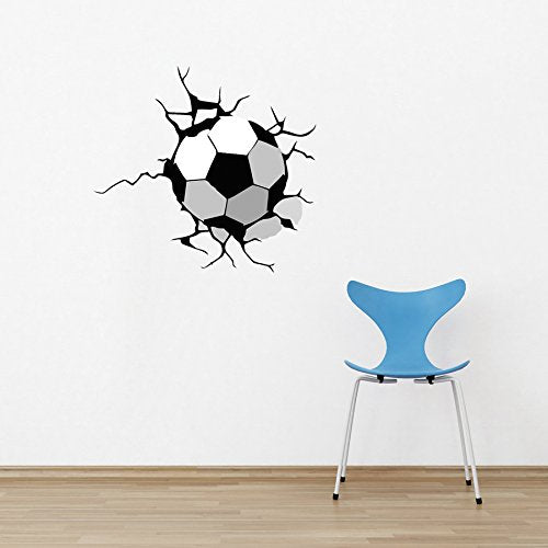 Decor Kafe Football Wall Stickers Crack Football 3D Art Sticker PVC Vinyl,58Cm X 55Cm