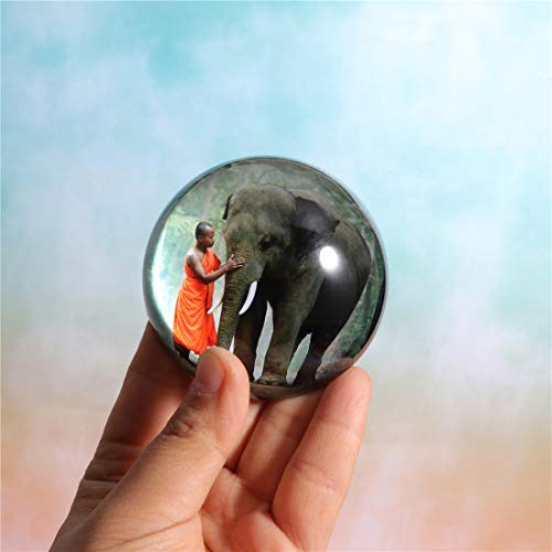 Waltz&F Crystal Elephant and Buddha Paperweight Galss Globe Hemisphere Home Office Table Decoration 2.7''