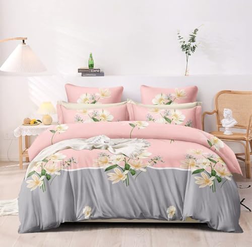 PRISCILLA 400 TC Soft Premium Cotton Super King Size Bedsheet 108 x 108 Inches with 2 Pillow Covers. (Design 13)