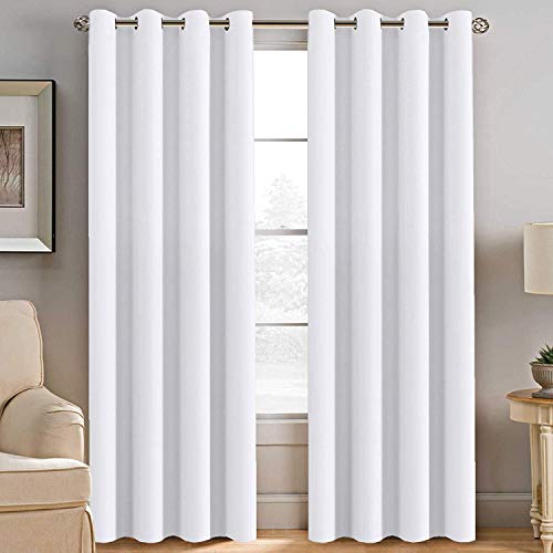 Indiancraft Blackout Curtain for Bedroom or Living Room Darkening Curtains for Door 9 feet Set of 2 Plain Curtains for Long Door (9 ft White 2 Piece)