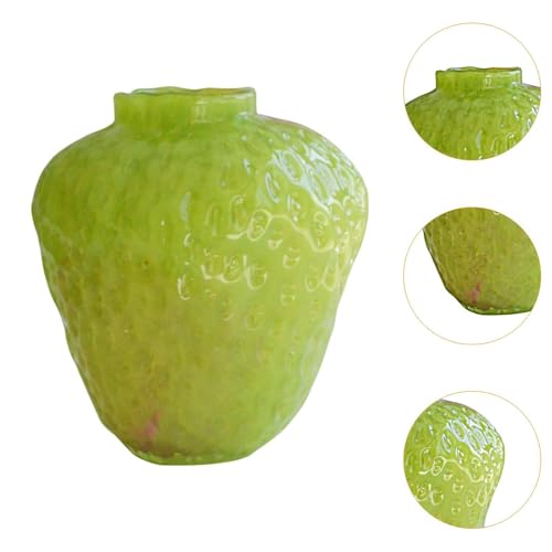 LOOM TREE® Strawberry Vase Decorative Cute Mini Flower Vase for Kitchen Desk TV Cabinet Green | Home D?©Cor | Vases