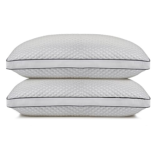 PostureX Luxury Quilted American Fabric Microfiber Pillow for Comfortable Sleep & Posture (Pack of 2, Cream) 18x28 Large