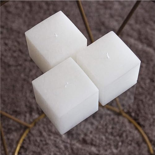 AD Art Creations Cube A Grade Perafin Wax Square Pillar Candle Long Burning Time & Smokeless Unscented White 4 X 4 Inches for Home Décor Pack of 2