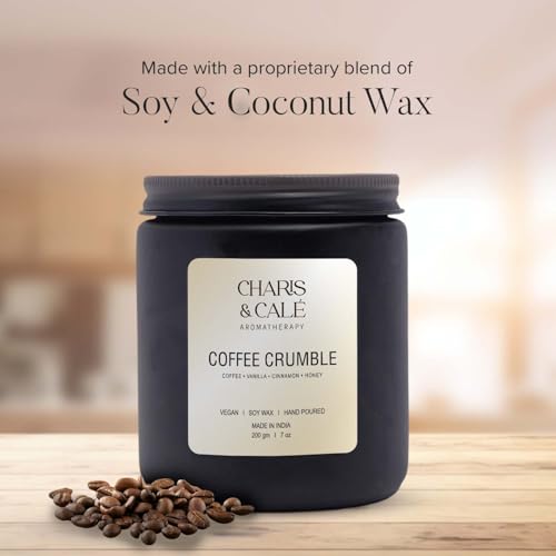 Charis & Cale Coffee Crumble Candle Jar - 200 Gm | Smokeless, Soot-Free & Non-Toxic Candles for Home Decor & Aromatherapy | Long Burning Time of 30+ Hours | Best for Gifting & Meditation