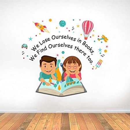 HS Decor Lose Ourselves Books Quotes' Large Size Wall Sticker (Wall Coverage Area - Height 65 cms X Width 75 cms)(Pack of 1)