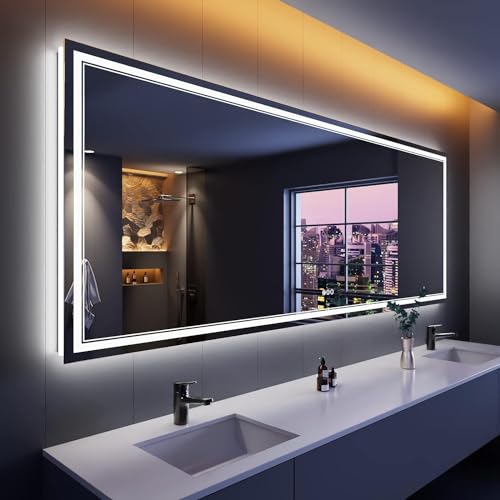 DAZZLIZE MIRROR led Wall Mirror with Touch Sensor Bedroom and Living Room, washroom, Three Lighting Colours (Warm, White, Natural White) and Rectangular Shape (24x30).