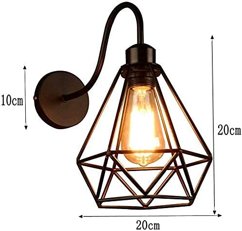 VRCT Vintage Wall Lamp Industrial Black Diamond Metal Cage Retro Living Room Wall Ceiling Lamp