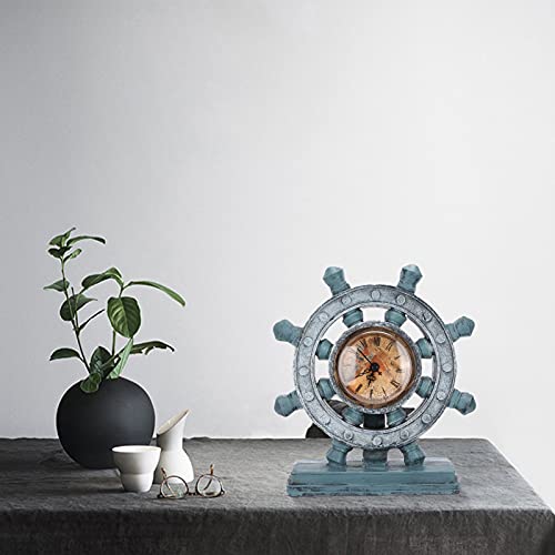 European Retro Clock, Sculptural Ornament Retro Mirror Frame Retro Table Clock Desktop Ornament for Office for Study Room for Living Room